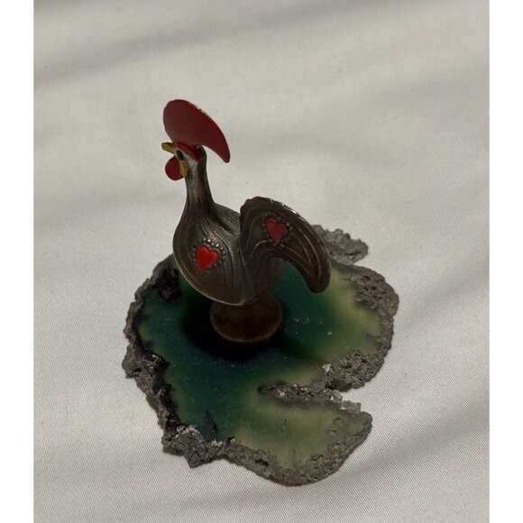 Portuguese Rooster Galos De Barcelos Good Luck Metal Figurine Kitchen Folk Art - Picture 3 of 7